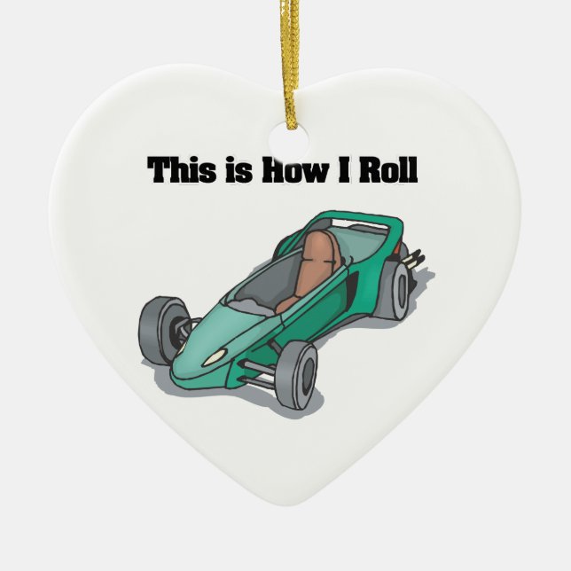 Ornement Cœur En Céramique Comment je fais rouler (Go Cart) (Devant)