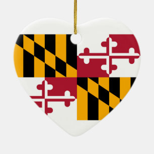 Ornement Cœur En Céramique Conception du drapeau de l'État du Maryland