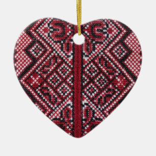 Ornement Cœur En Céramique Conception ukrainienne traditionnelle