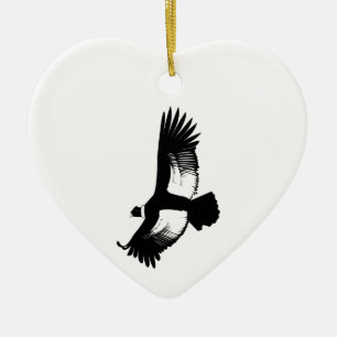 Ornement Cœur En Céramique Condor andin volant