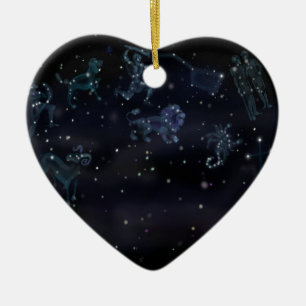 Ornement Cœur En Céramique Constellations