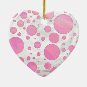 Ornement Cœur En Céramique Coton Candy