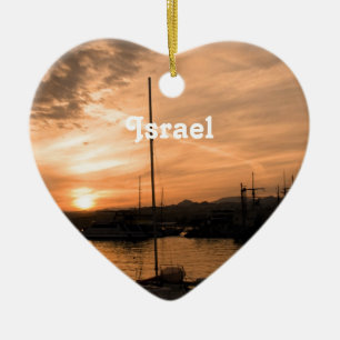 Ornement Cœur En Céramique Coucher du soleil de l'Israël