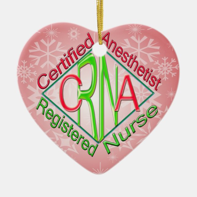 Ornement Cœur En Céramique CRNA ACR RG Certified Registered Nurse Anesthetist (Devant)