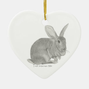Ornement Cœur En Céramique Croquis géant flamand de lapin
