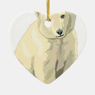 Ornement Cœur En Céramique Cuddly Polar Bear