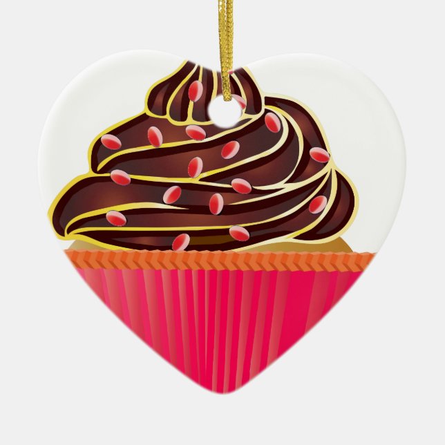 Ornement Cœur En Céramique Cupcakes (Devant)
