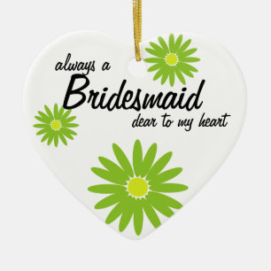 Ornement Cœur En Céramique Daisy Mariage Bridesmaid