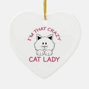 ORNEMENT CŒUR EN CÉRAMIQUE DAME FOLLE DE CAT