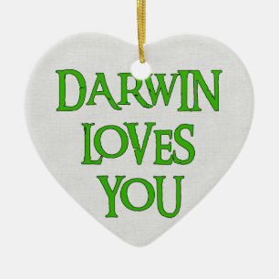 Ornement Cœur En Céramique Darwin vous aime