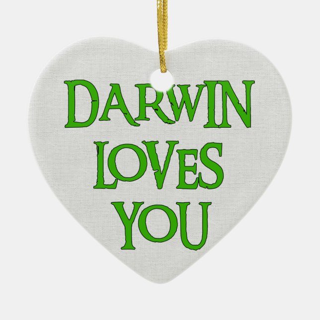 Ornement Cœur En Céramique Darwin vous aime (Devant)