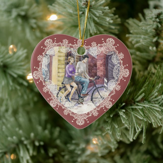 Ornement Cœur En Céramique Date romantique (Arbre)