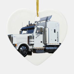Ornement Cœur En Céramique De blanc remorque de tracteur semi