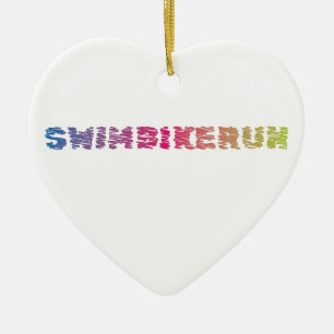 Ornement Cœur En Céramique Design Cool de triathlon