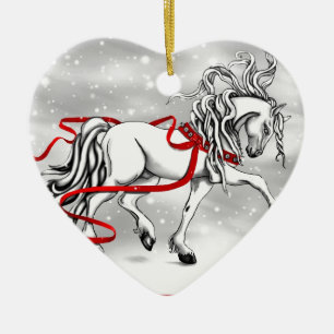 Ornement Cœur En Céramique Design de Noël de l'étalon blanc