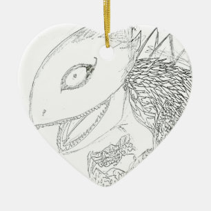 Ornement Cœur En Céramique dessin animé lézard monstre