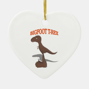 Ornement Cœur En Céramique Dessin T-Rex Bigfoot