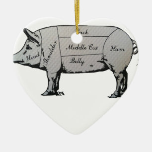 Ornement Cœur En Céramique Diagramme de porc