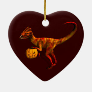 Ornement Cœur En Céramique Dilophosaurus d'Halloween