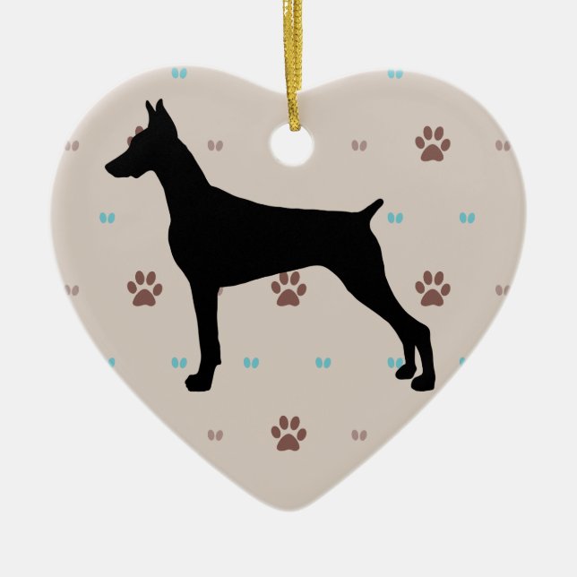Ornement Cœur En Céramique Doberman Pinscher (Devant)