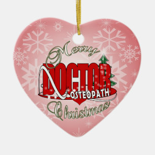 ORNEMENT CŒUR EN CÉRAMIQUE DOCTEUR D'OSTÉOPATHE DE NOËL