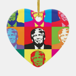 Ornement Cœur En Céramique Donald Trump Pop Art