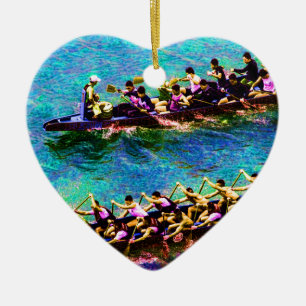 Ornement Cœur En Céramique Dragon Boats e2
