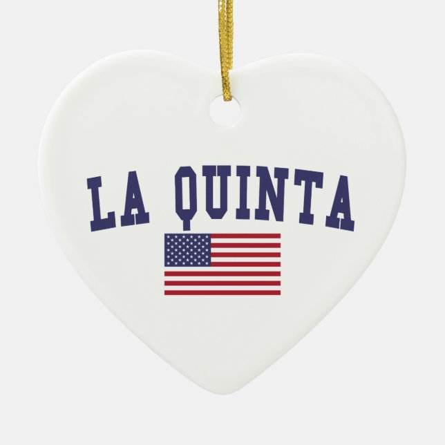 Ornement Cœur En Céramique Drapeau américain La Quinta (Devant)