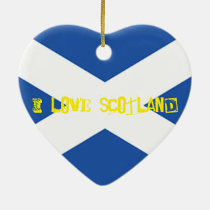 Ornement Cœur En Céramique Drapeau bleu écossais Saint-Valentin