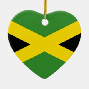 Ornement Cœur En Céramique Drapeau de la Jamaïque, Jamaïque