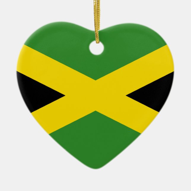 Ornement Cœur En Céramique Drapeau de la Jamaïque, Jamaïque (Devant)