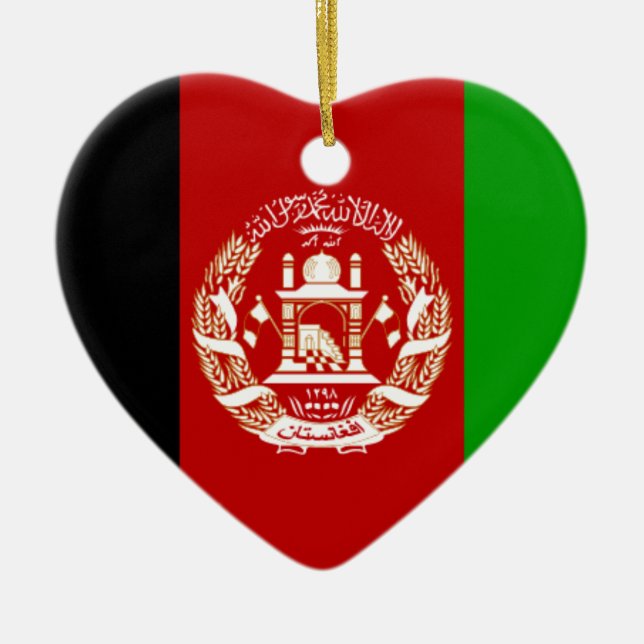 Ornement Cœur En Céramique Drapeau de l'Afghanistan (Devant)