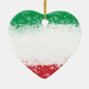 Ornement Cœur En Céramique Drapeau de l'Italie