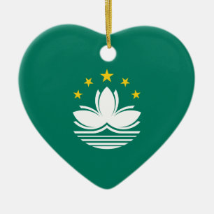 Ornement Cœur En Céramique Drapeau de Macao