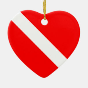 Ornement Cœur En Céramique Drapeau de plongée (double face)