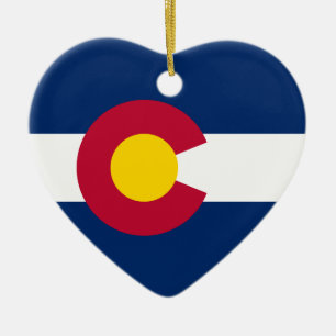 Ornement Cœur En Céramique Drapeau du Colorado