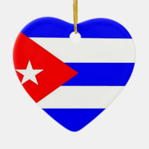 Ornement Cœur En Céramique Drapeau du Cuba