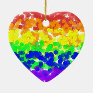 Ornement Cœur En Céramique Drapeau gay pride Bokeh
