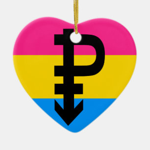 Ornement Cœur En Céramique Drapeau Pansexual