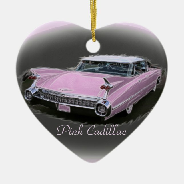 Ornement Cœur En Céramique Éclair rose de Cadillac (Devant)