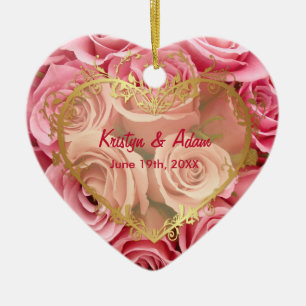 Ornement Cœur En Céramique Élégance rose - Personnaliser