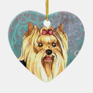 Ornement Cœur En Céramique Elegant Yorkie