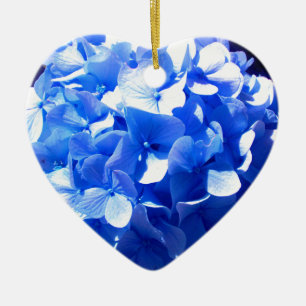 Ornement Cœur En Céramique ElégantCobalt bleu floral élégant hydrangeas