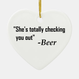 Ornement Cœur En Céramique "Elle vous regarde complètement" - Bière