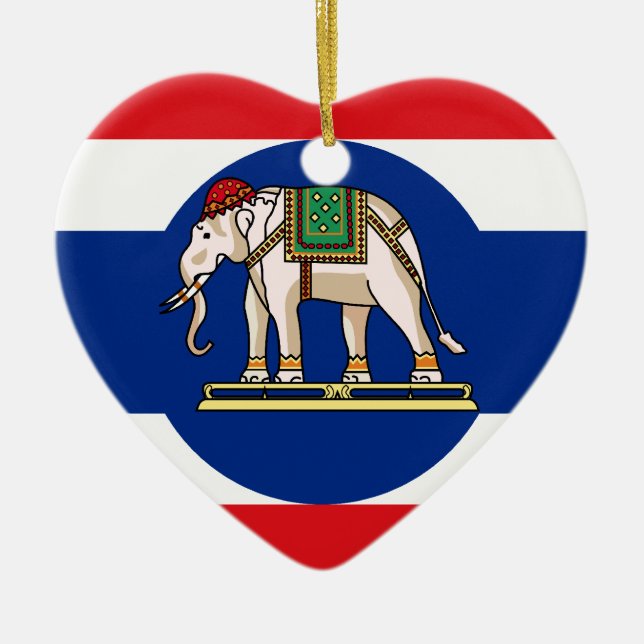 Ornement Cœur En Céramique Embassador drapeau de Thaïlande, Thaïlande (Devant)
