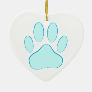 Ornement Cœur En Céramique Empreinte de chien bleu bébé