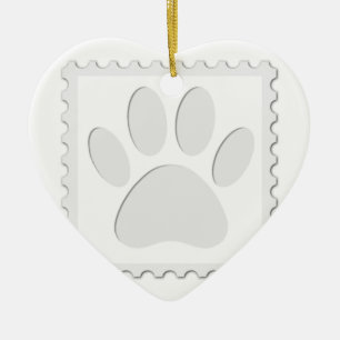 Ornement Cœur En Céramique Empreinte de patte de chien coupé