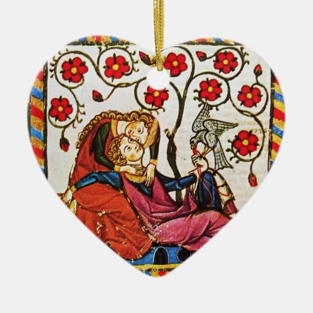 ORNEMENT CŒUR EN CÉRAMIQUE ETERNEL LOVE VALENTINE'S DAY HEART PARCHMENT (Devant)
