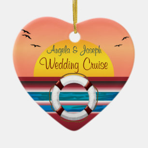 Ornement Cœur En Céramique Faveur personnalisée du Mariage de croisière