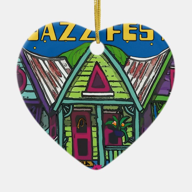 Ornement Cœur En Céramique Fête de Jazz (Devant)